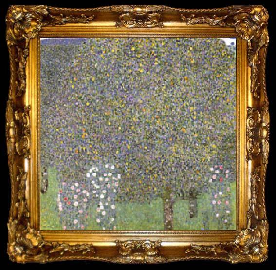framed  Gustav Klimt Rose Bushes Under the Trees, ta009-2